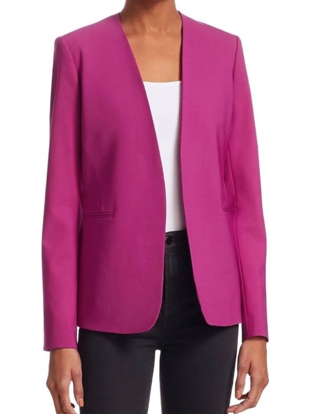 Theory Isita Wool Blazer in Vivid Fuchsia Pink Sz 0